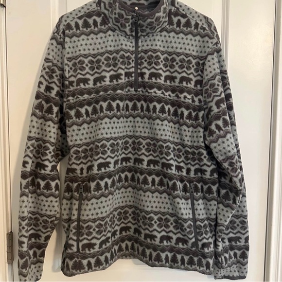 Chubbies The Bear Hug Black and Gray Patterned Quarter Fleece Warm Size Large L - Picture 2 of 8